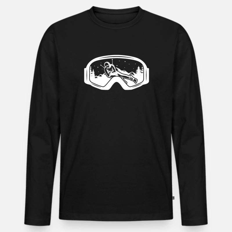 Ski - Männer Premium Bio Langarmshirt - Schwarz