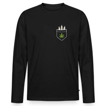 Cannabis - T-shirt manches longues Premium bio Homme - noir - Devant - Nico (187cm)