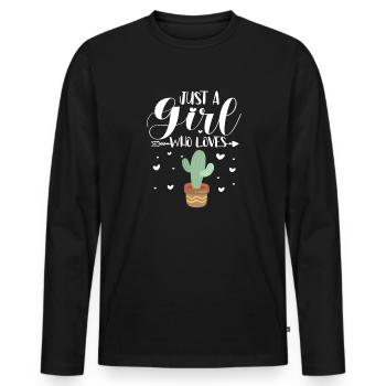 Cactus Fille Cactus Fille Fille Cadeau - T-shirt manches longues Premium bio Homme - noir - Devant - Nico (187cm)