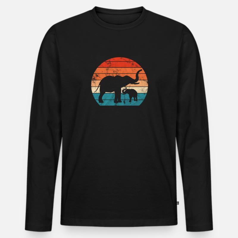 Elefant - Männer Premium Bio Langarmshirt - Schwarz