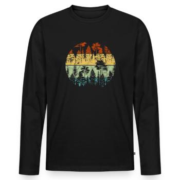 Wald - Männer Premium Bio Langarmshirt - Schwarz - Vorne - Nico (187cm)