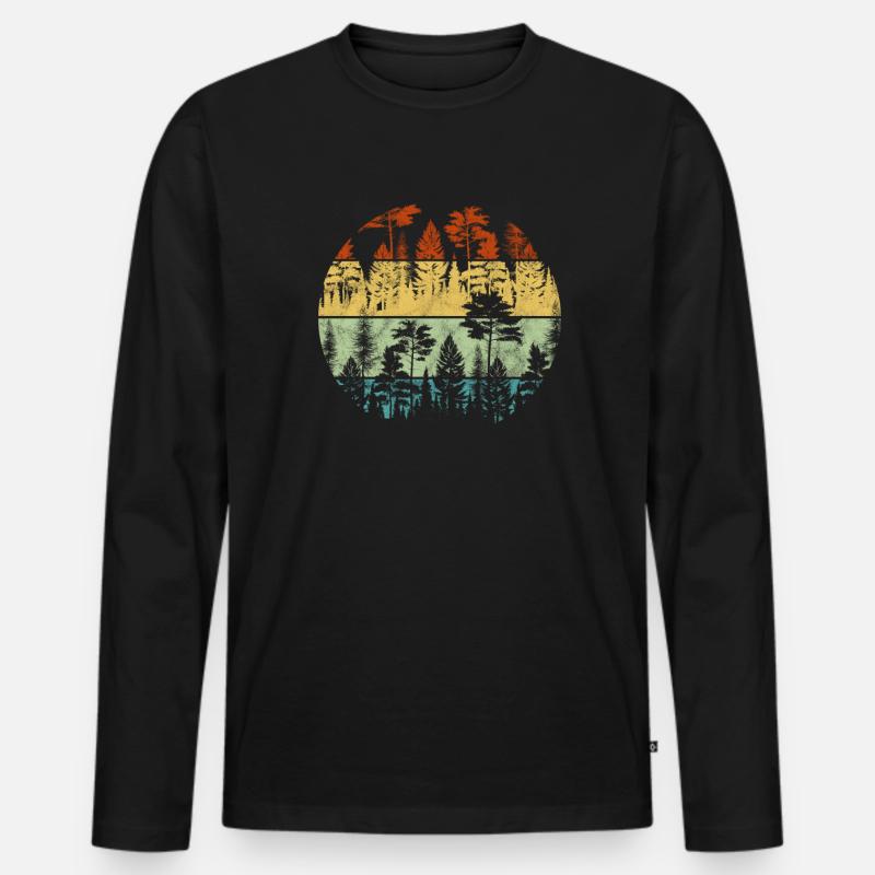 Wald - Männer Premium Bio Langarmshirt - Schwarz