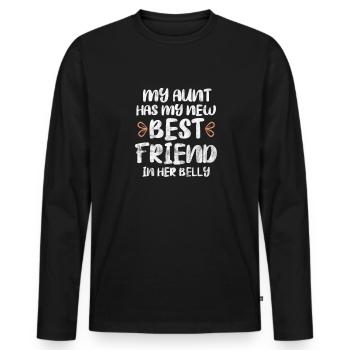 Naissance de tante - T-shirt manches longues Premium bio Homme - noir - Devant - Nico (187cm)