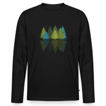 Wald - Männer Premium Bio Langarmshirt - Schwarz - Vorne - Nico (187cm)
