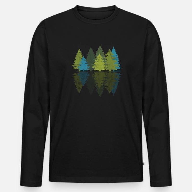 Wald - Männer Premium Bio Langarmshirt - Schwarz