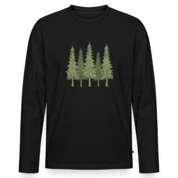 Wald - Männer Premium Bio Langarmshirt - Schwarz - Vorne - Nico (187cm)