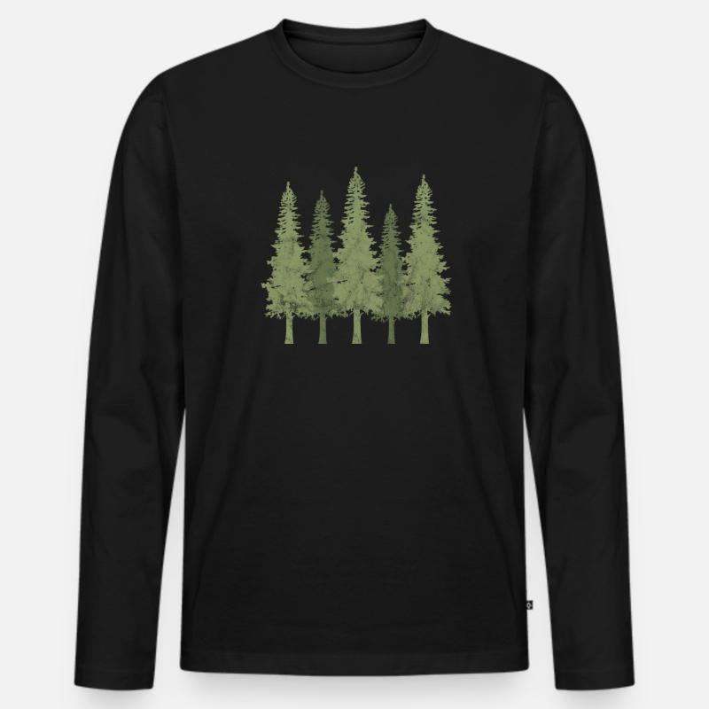 Wald - Männer Premium Bio Langarmshirt - Schwarz