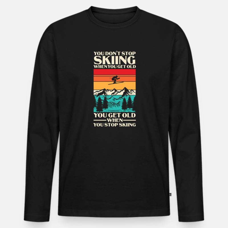 Ski - Männer Premium Bio Langarmshirt - Schwarz
