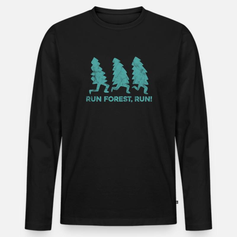 Wald - Männer Premium Bio Langarmshirt - Schwarz