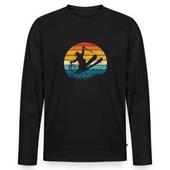 Ski Ski Neige Hiver Vacances au ski Cadeau - T-shirt manches longues Premium bio Homme - noir - Devant - Nico (187cm)
