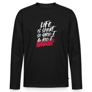 Biker - Men's Premium Organic Long Sleeve Shirt - black - Front - Nico (187cm)
