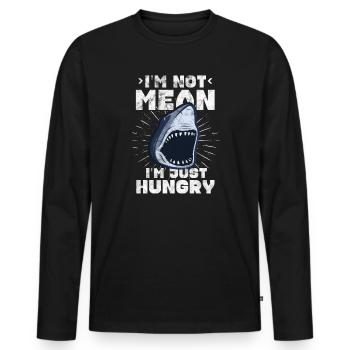 Hai Haie Haifischflosse Shark Meer Geschenk - Männer Premium Bio Langarmshirt - Schwarz - Vorne - Nico (187cm)