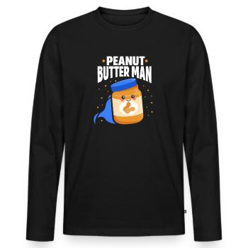 Erdnussbutter Erdnuss Butter Erdnüsse Geschenk - Männer Premium Bio Langarmshirt - Schwarz - Vorne - Nico (187cm)