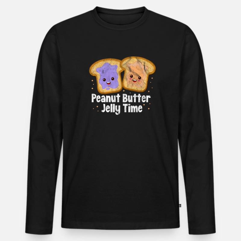 Erdnussbutter - Männer Premium Bio Langarmshirt - Schwarz