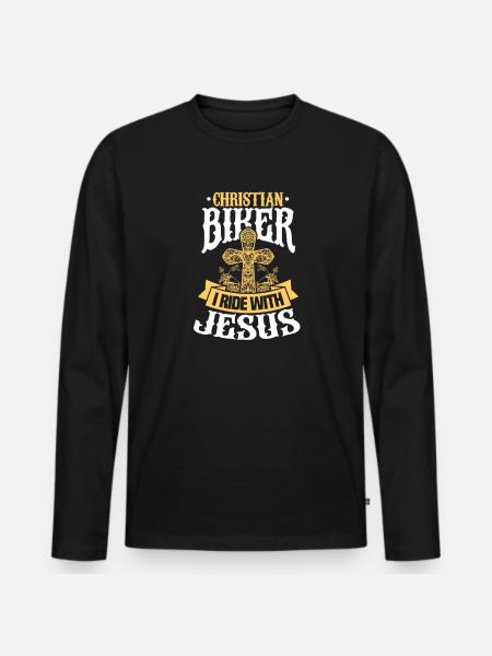 Biker Jesus - Men's Premium Organic Long Sleeve Shirt - black