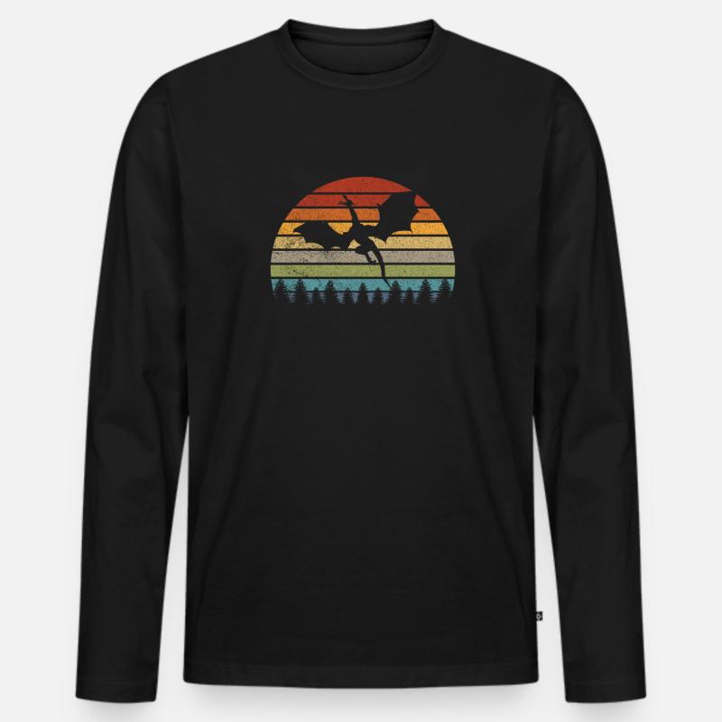 Drache - Männer Premium Bio Langarmshirt - Schwarz