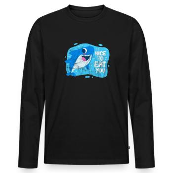 Hai Haie Haifischflosse Shark Meer Geschenk - Männer Premium Bio Langarmshirt - Schwarz - Vorne - Nico (187cm)