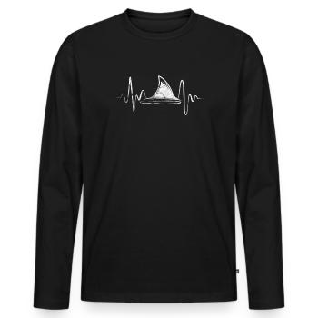 Hai Haie Haifischflosse Shark Meer Geschenk - Männer Premium Bio Langarmshirt - Schwarz - Vorne - Nico (187cm)