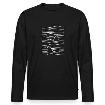 Hai Haie Haifischflosse Shark Meer Geschenk - Männer Premium Bio Langarmshirt - Schwarz - Vorne - Nico (187cm)