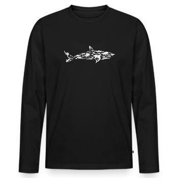 Hai Haie Haifischflosse Shark Meer Geschenk - Männer Premium Bio Langarmshirt - Schwarz - Vorne - Nico (187cm)