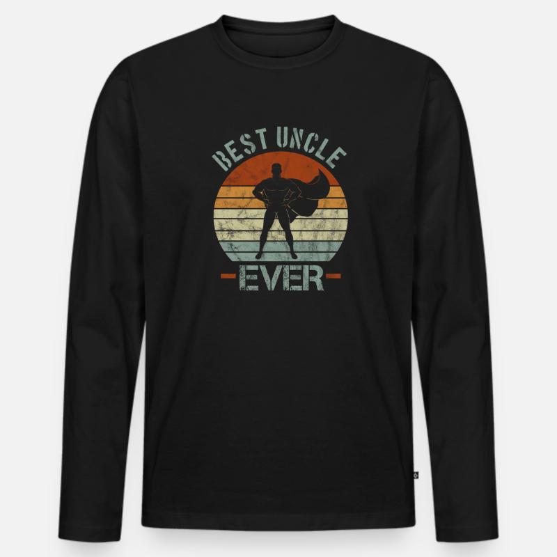 Onkel - Männer Premium Bio Langarmshirt - Schwarz