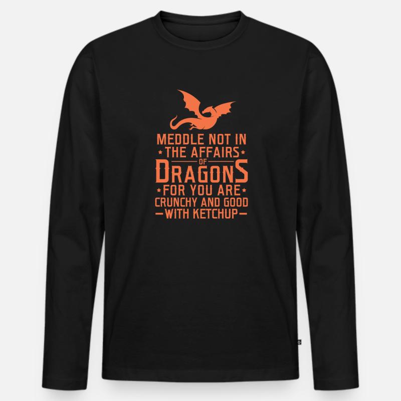 Drache - Männer Premium Bio Langarmshirt - Schwarz