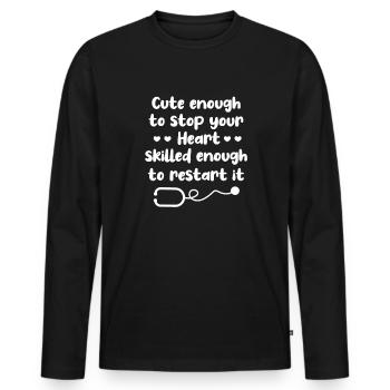 Arzt - Männer Premium Bio Langarmshirt - Schwarz - Vorne - Nico (187cm)