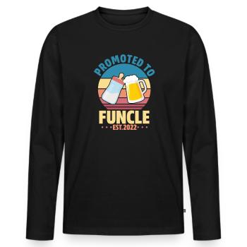 Grossesse 2022 Oncle - T-shirt manches longues Premium bio Homme - noir - Devant - Nico (187cm)