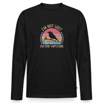 Ornithologie Observation des oiseaux Ornithologue Observation des oiseaux - T-shirt manches longues Premium bio Homme - noir - Devant - Nico (187cm)
