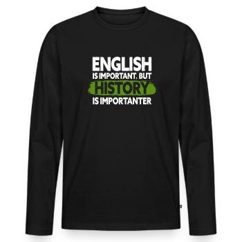 Geschichte - Männer Premium Bio Langarmshirt - Schwarz - Vorne - Nico (187cm)