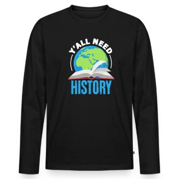 Geschichte - Männer Premium Bio Langarmshirt - Schwarz - Vorne - Nico (187cm)