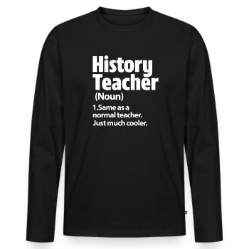 Geschichte - Männer Premium Bio Langarmshirt - Schwarz - Vorne - Nico (187cm)