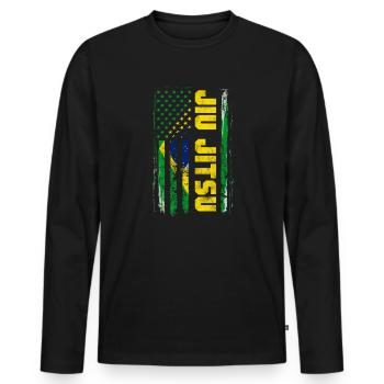 Jiu Jitsu Bjj Brésil Jiu-Jitsu USA Cadeau - T-shirt manches longues Premium bio Homme - noir - Devant - Nico (187cm)