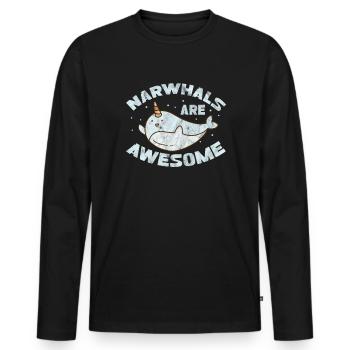 Narwal - Männer Premium Bio Langarmshirt - Schwarz - Vorne - Nico (187cm)