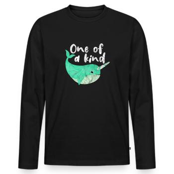Narwal - Männer Premium Bio Langarmshirt - Schwarz - Vorne - Nico (187cm)