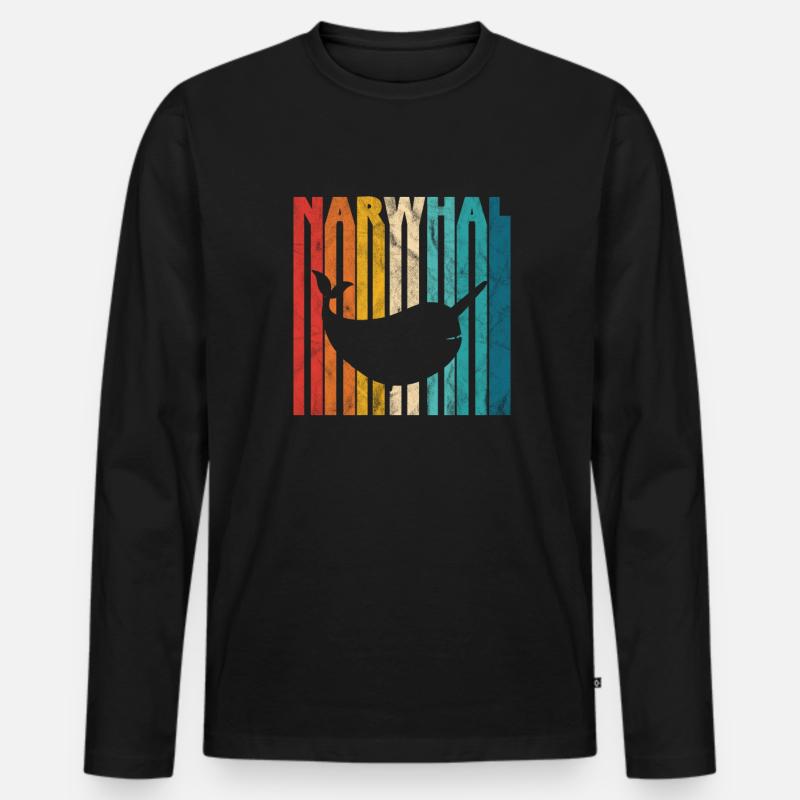 Narwal - Männer Premium Bio Langarmshirt - Schwarz