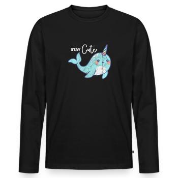 Narwal - Männer Premium Bio Langarmshirt - Schwarz - Vorne - Nico (187cm)