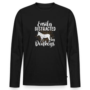 Donkey - Men's Premium Organic Long Sleeve Shirt - black - Front - Nico (187cm)