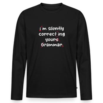 Grammar Teacher - Men's Premium Organic Long Sleeve Shirt - black - Front - Nico (187cm)