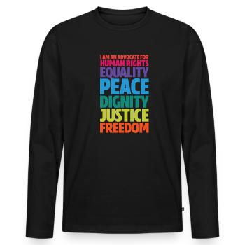 Menschenrechte - Männer Premium Bio Langarmshirt - Schwarz - Vorne - Nico (187cm)