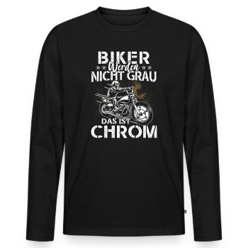 Biker werden nicht grau das ist Chrom - Männer Premium Bio Langarmshirt - Schwarz - Vorne - Nico (187cm)