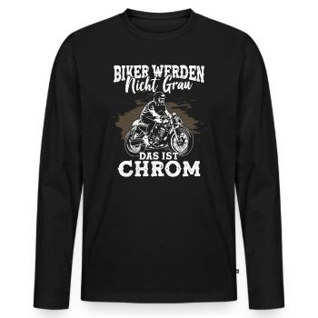 Biker werden nicht grau das ist Chrom - Männer Premium Bio Langarmshirt - Schwarz - Vorne - Nico (187cm)