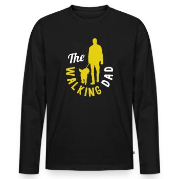 Le papa qui marche - T-shirt manches longues Premium bio Homme - noir - Devant - Nico (187cm)