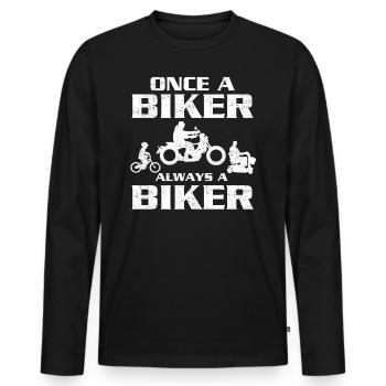 Einmal Biker immer Biker - Männer Premium Bio Langarmshirt - Schwarz - Vorne - Nico (187cm)