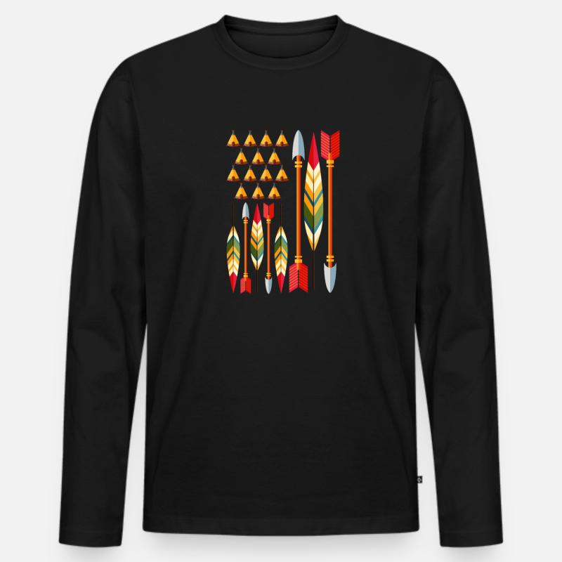 Indianer - Männer Premium Bio Langarmshirt - Schwarz