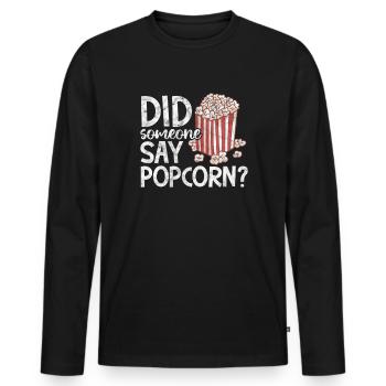 Pop-corn - T-shirt manches longues Premium bio Homme - noir - Devant - Nico (187cm)