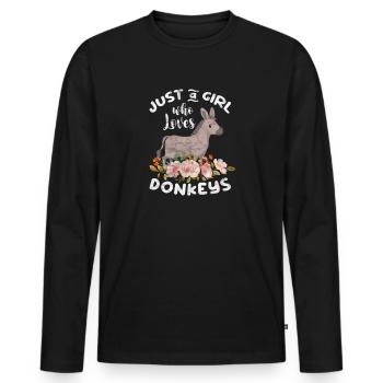Fille âne - T-shirt manches longues Premium bio Homme - noir - Devant - Nico (187cm)