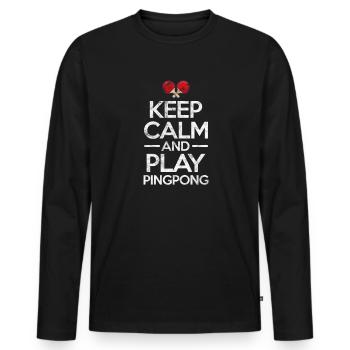 Ping-Pong Table Tennis - T-shirt manches longues Premium bio Homme - noir - Devant - Nico (187cm)