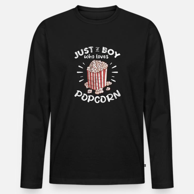 Popcorn Boy - Männer Premium Bio Langarmshirt - Schwarz