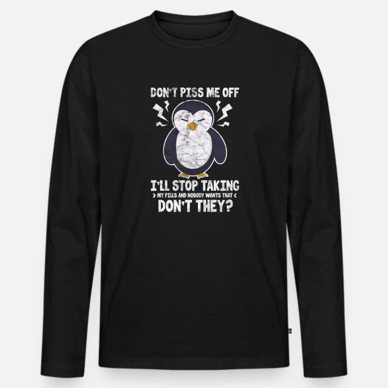 Pinguin - Männer Premium Bio Langarmshirt - Schwarz